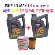 ISUZU D-MAX 1.9 BLUE POWER OIL FILTER +(2x 4L) AISIN 5W40 API-SP (USE 10,000KM) FULLY SYNTHETIC ENGI