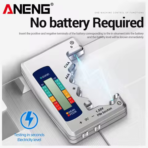 LCD Display Battery Testers ANENG C AA AAA D N 9V 1.55V Universal Button Cell Volt Capacity Check De