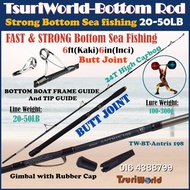 TsuriWorld Antris Butt Joint Joran Strong Bottom Rod Heavy Power 20-50lb 6ft kaki 6in inci Spinning 
