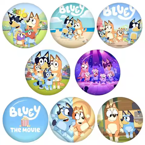 Cartoon Bluey Moose TV Anime Button Pin Handmade Brooch For Clothes Cartoon Badge Backpack Decoratio