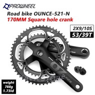 Prowheel 130BCD Bike Crankset OUNCE-521 Hollow Double Chainring Crank Road Bike Crankset 170/172.5mm