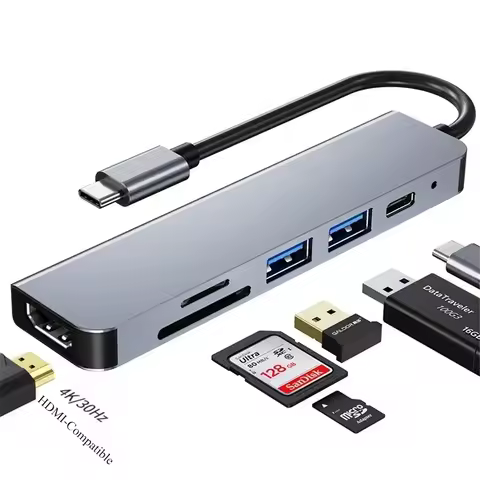 6 in 1 USB HUB C type-c HUB USB C to USB 3.0 HDMI-Compatible Dock for MacBook Pro For Nintendo Switc
