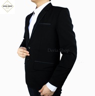 Jas Formal Kantor Pria Dewasa Hitam Polos Baju Jas Cowok Premium Kantoran Laki Casual Murah Blezer S
