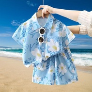 [Limited Time Discount Sale] Boys Summer Short-Sleeved Suit Hawaii Vacation Western Style Two-Piece 