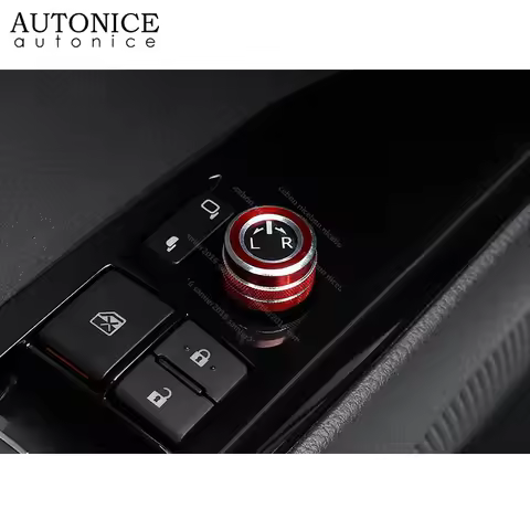 1pc Red Aluminium Alloy Rearview Mirrors Switch Ring Cover Trim Fit for Toyota Hilux Fortuner Prius 