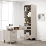 [特價]直人木業-LEO北歐風系統板桌面60公分書櫃搭配伸縮書桌