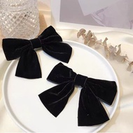 Black blackpink jisoo Same Style Hair Clip jisoo Return Style Bow Black Velvet Top Clip Side Clip Ha