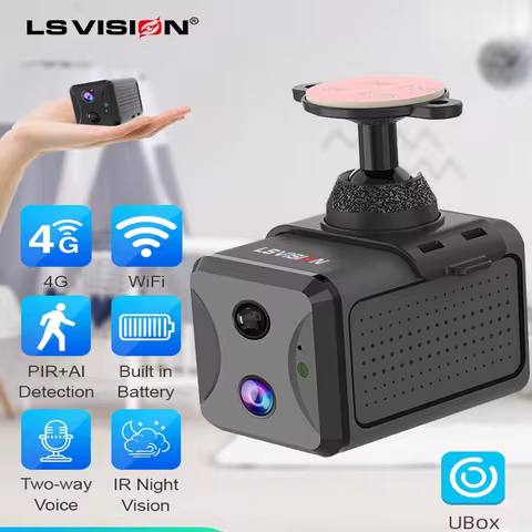 LS VISION 5MP Mini Wireless Security Camera 4G Home Wifi Network Infrared Night Vision PIR Motion De