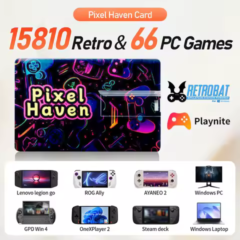 Pixel Haven Card with 15876 Games for XBOX/SWITCH/PS3/PS2/DC/N64/NES for Rog Ally＆Legion GO＆OneXPlay