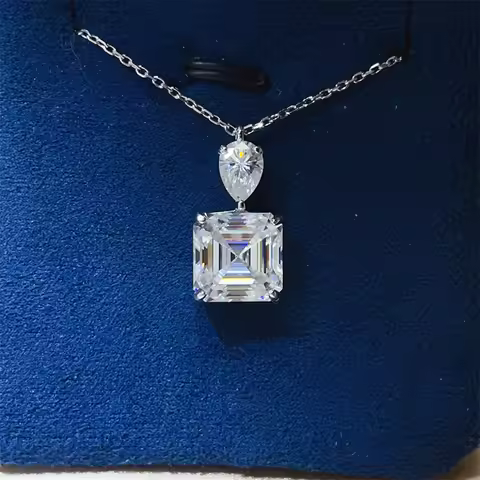 Socialite Moissanite PT950 Platinum 5.8 Carat Double Diamond Necklace Pendant for Women, glamour orn