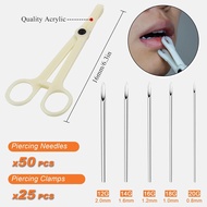 Piercing Needles and Clamps Kit - Autdorain 75Pcs Ear Nose Piercing Needles and Piercing Clamps Sets