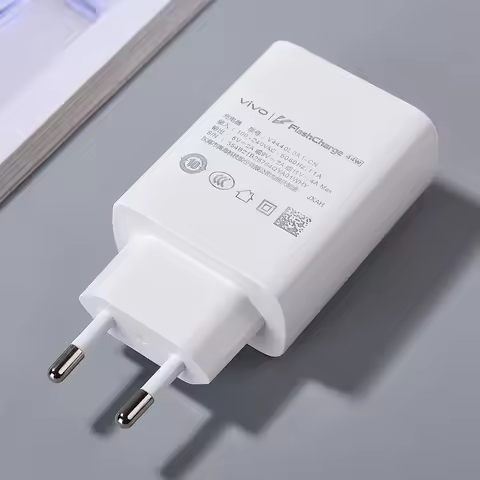 Original Vivo T4X FlashCharge Charger 44W EU Power Travel Adapter USB Type C Fast Charge Cable For V