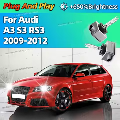 2Pcs 6000K White Car Headlights Xenon HID Light Bulb 35W Lamp Plug and Play For Audi A3 S3 RS3 2009 