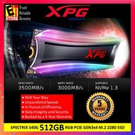 ☌﹉ADATA XPG SPECTRIX S40G 256GB / 512GB RGB PCIE GEN3x4 M.2 2280 SOLID STATE DRIVE