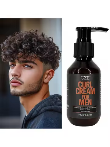 GZE MEN Castor Oil Curl Defining Cream Nourishing Curl Cream, Hydrate & Adds Shine - Color Safe & Su