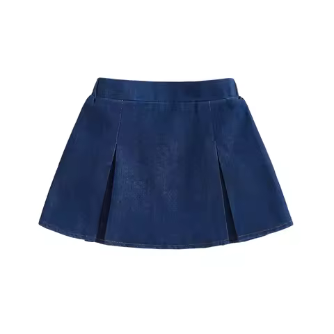 Little Girl Denim Skirt Elastic Waist A-line Pleated Short Jean Skirts