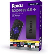 Roku Express 4K+ 2021 | Streaming Media Player HD/4K/HDR with Smooth Wireless Streaming and Roku Voice Remote with TV Controls Includes Premium HDMI Cable