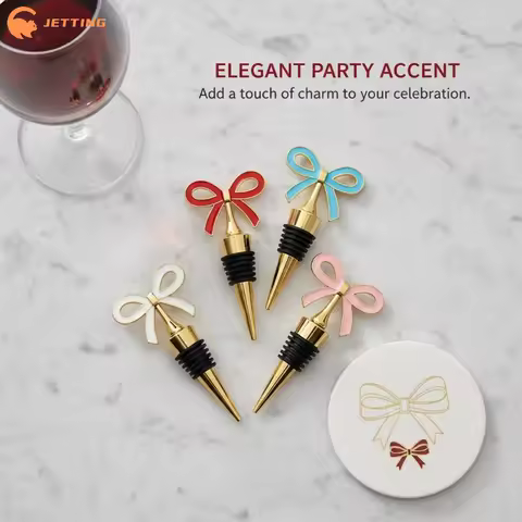 (New) Bowknot Wine Stopper Silicone Zinc Alloy Reusable Leakproof Bottle Plug Decorative Wine Saver 