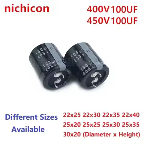 2Pcs/Lot Nichicon 100uF 400V 100uF 450V 400v100uF 450V100uF 22X25/30/35/40 25X20/25/30/35 30x20 Snap