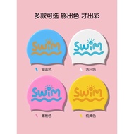 Topi Renang Kanak-kanak Lelaki dan Perempuan Bercetak Silikon Renang Profesional Topi Comel Gadis Ra