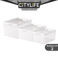 (Bundle of 2) Citylife 8-16L Desk Drawer Organizer Box Big Transparent Box Storage Box H-7146/47/48