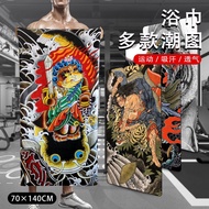 KY/❗Japanese Style Tattoo Home Travel &amp; Outdoor Fitness Yoga Mat Towel Sports Swimming Absorbent Cotton Bath Towel Wrapp