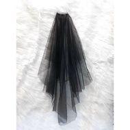 Black bridal veil, Waist-length black veil