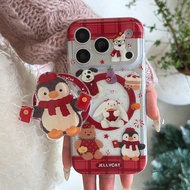 For iphone Case 17 Pro Max 16 Pro Max 15 Pro Max Red background penguin spinning red phone case