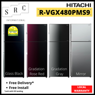 HITACHI R-VGX480PMS9 Deluxe Glass Inverter Fridge 407L (Gift: BORO Vacuum Container Set)