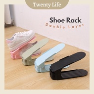 TwentyLife Double Layer Shoe Organizer Footwear Shoe Rack Holder space Saver Storage Adjustable Shoes Rak Kasut可调节简易双层鞋架