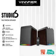 Vinnfier VF Studio 6 Bookshelf RGB Light Effect 100W 2.0 bluetooth speaker FM Radio Karaoke Audio Speaker