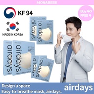 airdays-40pcs + free 4pcs korea best seller 4ply MB Filter 3D Mask/BFE>99.9%/KF94 MADE in KOREA Mask
