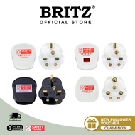 BRITZ Safety Mark 13A / 15A Plug Top (Black & White)