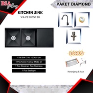 kitchen sink stainless valpra vhe 12050 + rak /bak cuci piring - black diamond palet kayu