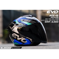 new RX5 HELMET BLUE DUAL HALF WITH NEXUS FREE EVO VISOR CLEAR LENS FACE