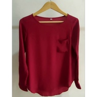 L*FT Red Blouse Women's Polyester Flowy Top Export Remainder Blouse Women Flowy Blouse