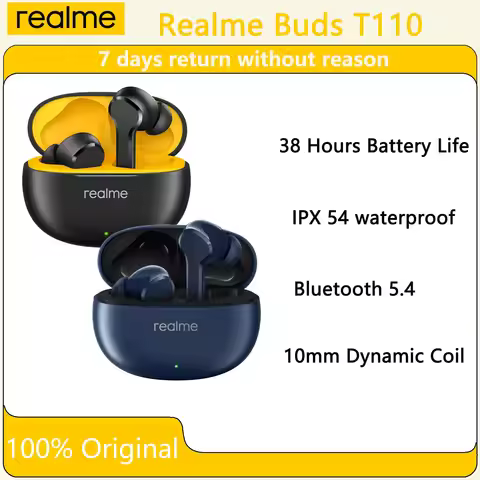 Original OPPO Realme Buds T110 Earphone Wireless Bluetooth 5.4 Headphones HiFi Stereo Sports Headset