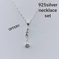 Pomotion**(P489)Original 925 silver necklace  set/pendant (rantai silver 925 /loket)