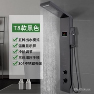superior products304Stainless Steel Shower Panel Black Shower Head Set Copper Shower Faucet Bathing Machine Bath Columnp