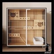 Cat villa cat house iron door wood cat nest cage pet cabinet cat home 3-storey display cabinet sangk