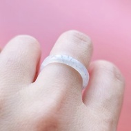 【親翠】天然翡翠 冰莫西沙美人條方戒手指鐲10.5號戒圈 S款