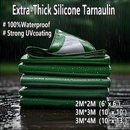 【COD】Silver green Waterproof Canvas Tarpaulin Sheet Canopy Camping Kanvas Khemah Lorry Canvas Kanvas