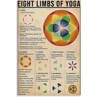 Vintage Poster Rerto Poster Eight Limbs of Yoga Poster Yama Niyama Asana Dhyana Canvas Art Poster an