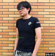 【野戰搖滾-生存遊戲部屋】美國海軍陸戰隊純棉緊身T恤 (黑色)
