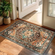 Yamaziot Washable Area Rug, 2x3 Small Entryway Rug Non-Slip Boho Vintage Rug with Rubber Backing, Po