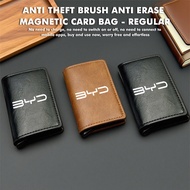 Men Black Leather Expandable Credit Card ID Business Cards Holder Wallet Case For BYD F3 E6 Yuan Plu