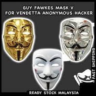 Vendetta Glossy Mask V for Anonymous Guy Fawkes Halloween Mask Hacker Mask Cool Cosplay Party Festiv