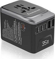 Universal Travel Adapter, PD 35W 7 in 1 International Power Plug Adapter with 7.0A 4 USB-C and 2 USB