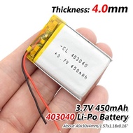 3.7V 450/480mAh 403040 Lithium Polymer Li-Po li ion Rechargeable Battery Lipo cells For Tachograph C
