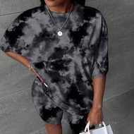 Summer Women Round Neck T-Shirt + Cropped Leggings Two Pieces Set, Casual Streetwear City Break Y2K 
